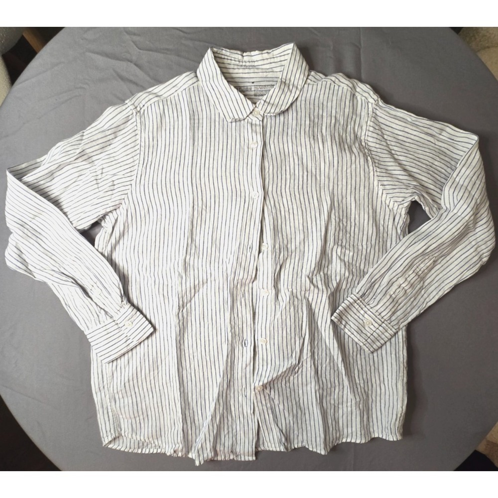 Muji Striped Shirt Women Linen Preppy Cottage Quiet Luxury Minimalist